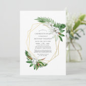 熱帯の緑の幾何学的お祝い 招待状 (スタンド正面)