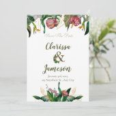 熱帯の緑の水の結婚色の写真 セーブザデート (スタンド正面)