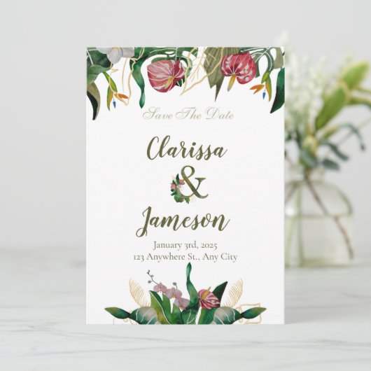 熱帯の緑の水の結婚色の写真 セーブザデート (スタンド正面)