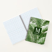 熱帯の緑の水の色のヤシのモノグラムの木 ノートブック (内部)