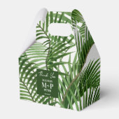 熱帯の緑の水の色のヤシのモノグラムの木 フェイバーボックス (正面サイド)