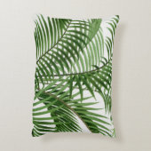 熱帯の緑の水の色のヤシの木葉の アクセントクッション (裏面(縦))
