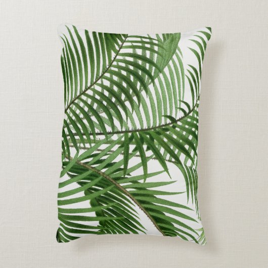 熱帯の緑の水の色のヤシの木葉の アクセントクッション (裏面(縦))