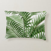 熱帯の緑の水の色のヤシの木葉の アクセントクッション (裏面)