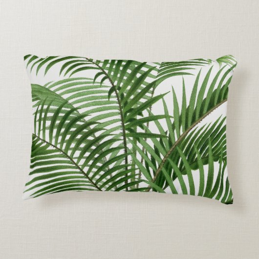 熱帯の緑の水の色のヤシの木葉の アクセントクッション (裏面)