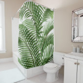 熱帯の緑の水の色のヤシの木葉の シャワーカーテン (インサイチュ)