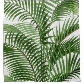 熱帯の緑の水の色のヤシの木葉の シャワーカーテン (正面)