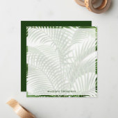 熱帯の緑の水の色のヤシの木葉の ノートカード (正面/裏面インサイチュ)