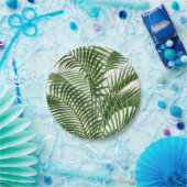 熱帯の緑の水の色のヤシの木葉の ペーパープレート (パーティー)