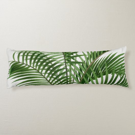 熱帯の緑の水の色のヤシの木葉の ボディピロー (裏面)