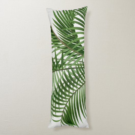 熱帯の緑の水の色のヤシの木葉の ボディピロー (裏面 (縦))