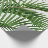 熱帯の緑の水の色のヤシの木葉の ラッピングペーパー (角)