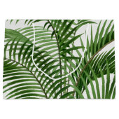 熱帯の緑の水の色のヤシの木葉の ラージペーパーバッグ (正面)