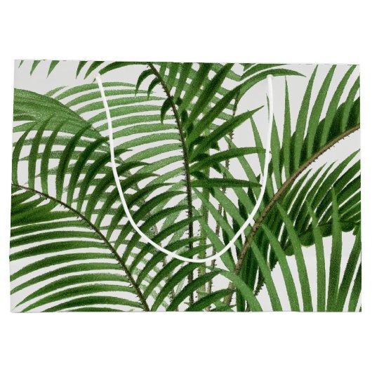 熱帯の緑の水の色のヤシの木葉の ラージペーパーバッグ (裏面)