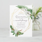 熱帯の緑の水の色の幾何学的なキンセアニラ 招待状 (スタンド正面)