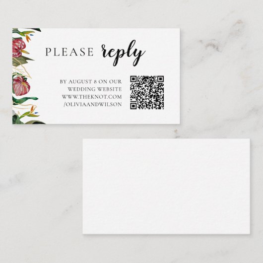 熱帯の緑の水の色の結婚式RSVP エンクロージャーカード (正面/裏面)