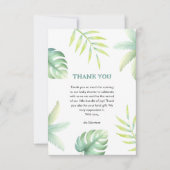 熱帯の緑の水の色の緑の赤ちゃんシャワー サンキューカード (正面)