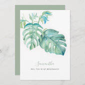 熱帯の緑の水の色の花嫁カード シーズンカード (正面/裏面)