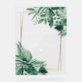 熱帯の緑の水色のブライダルシャワー歓迎 アクリルサイン (正面)