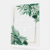 熱帯の緑の水色のブライダルシャワー歓迎 アクリルサイン (傾斜)