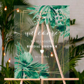 熱帯の緑の水色のブライダルシャワー歓迎 アクリルサイン