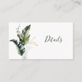 熱帯の緑の水色の葉結婚の詳細 エンクロージャーカード