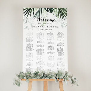 熱帯の緑の白いアルファベットの座席表 ポスター