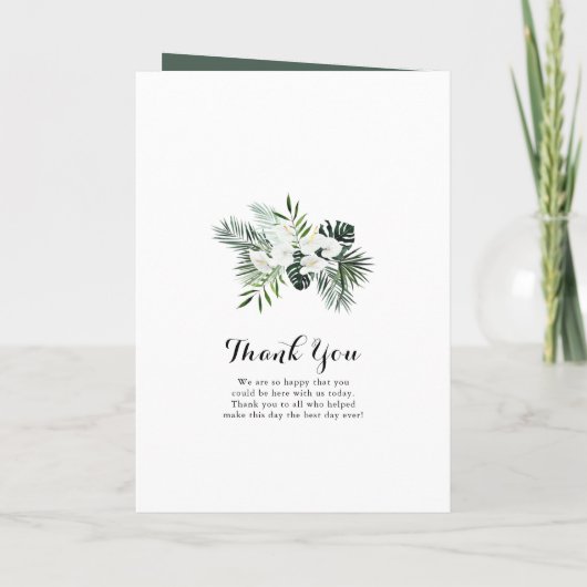 熱帯の緑の白いフローラ折り結婚返し プログラム (裏面)