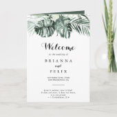 熱帯の緑の白いフローラ折り結婚返し プログラム (正面)