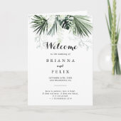 熱帯の緑の白いフローラ折り結婚返し プログラム (正面)