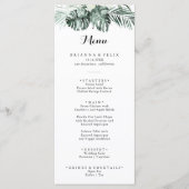 熱帯の緑の白いフローラ書道夕食会 メニュー (正面)