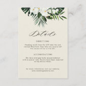 熱帯の緑の白いフローラ結婚詳細 エンクロージャーカード (正面)