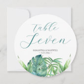 熱帯の緑の目的地の結婚式のテーブルカード 招待状 (正面)