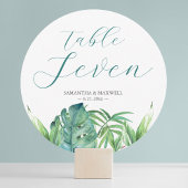 熱帯の緑の目的地の結婚式のテーブルカード 招待状