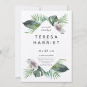 熱帯の緑の素朴な招待 招待状 (正面)