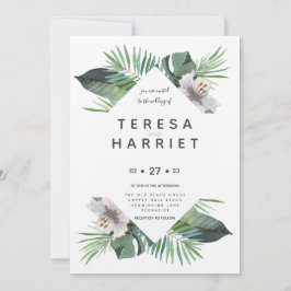 熱帯の緑の素朴な招待 招待状