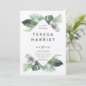 熱帯の緑の素朴な招待 招待状 (スタンド正面)