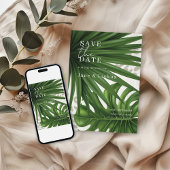 熱帯の緑の結婚式の日付を保存 招待状