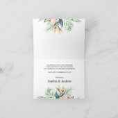 熱帯の緑の結婚花 サンキューカード (内部)