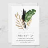 熱帯の緑の結婚葉 招待状 (正面)