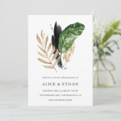 熱帯の緑の結婚葉 招待状 (スタンド正面)