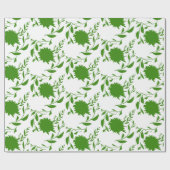 熱帯の緑の花と白離れの ラッピングペーパー (フラット)