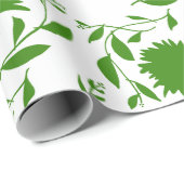 熱帯の緑の花と白離れの ラッピングペーパー (ロールコーナー)