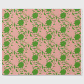 熱帯の緑の花と葉ピンクの花 ラッピングペーパー (フラット)