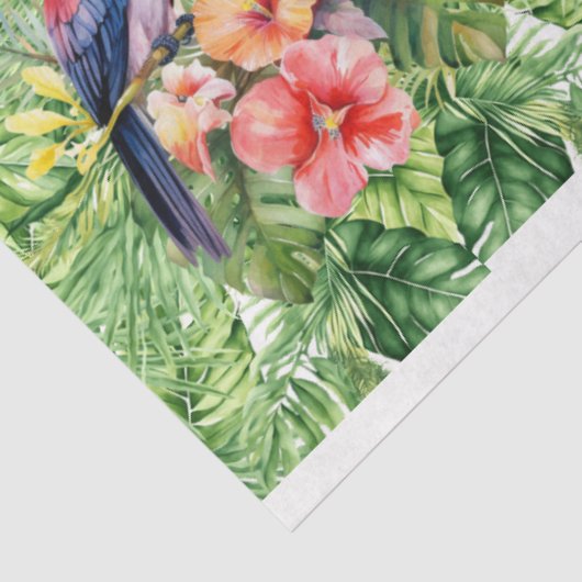 熱帯の緑の葉に覆われた5つのトゥーカン 薄葉紙 (詳細)