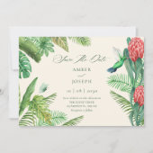 熱帯の緑の葉のジャングル セーブザデート (正面)