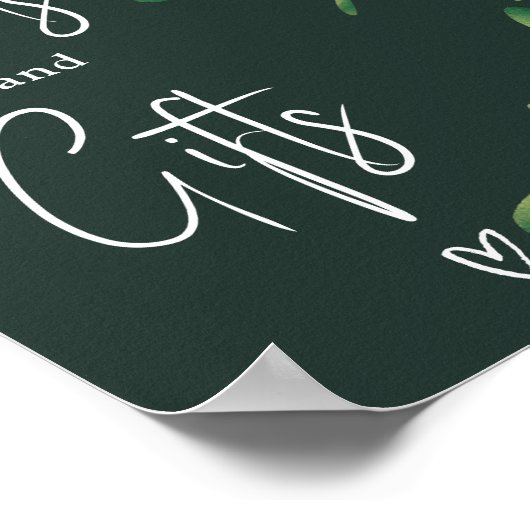 熱帯の緑の葉のブライダルシャワー徴候 ポスター (角)