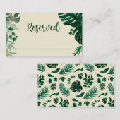 熱帯の緑の葉の予約結婚席 プレイスカード (正面/裏面)