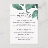 熱帯の緑の葉の台本結婚の詳細 エンクロージャーカード (正面)