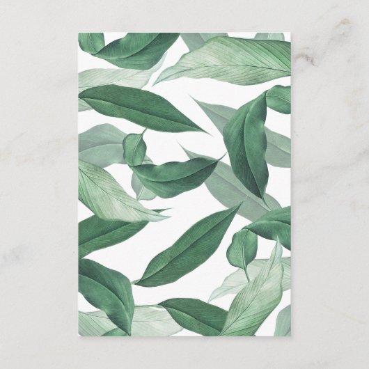 熱帯の緑の葉の台本結婚の詳細 エンクロージャーカード (裏面)